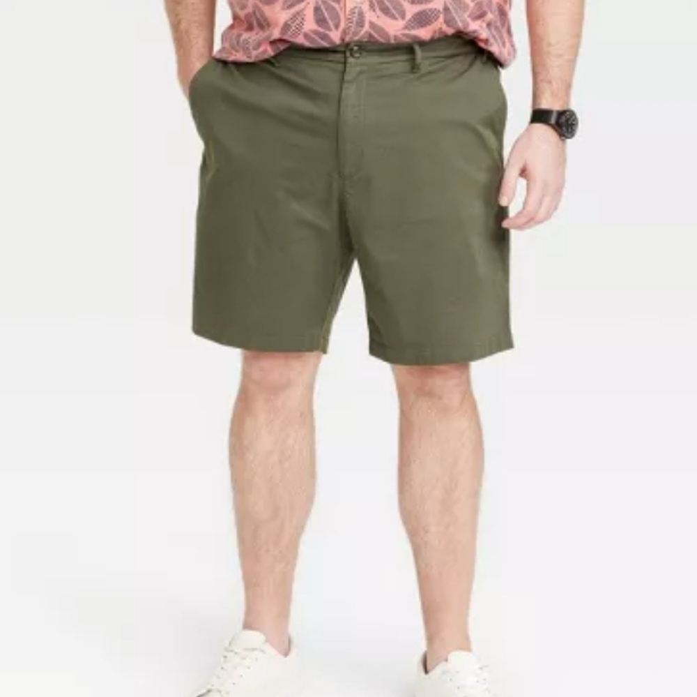 Goodfellow & Co Green Textured 100% Cotton 9 inch Inseam Flat Front Shorts 36W